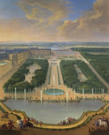 View of the Palace of Versailles from the Dragon Fountain and Neptune Fountain, um 1700. Creator: Martin, Jean-Baptiste (1659-1735).