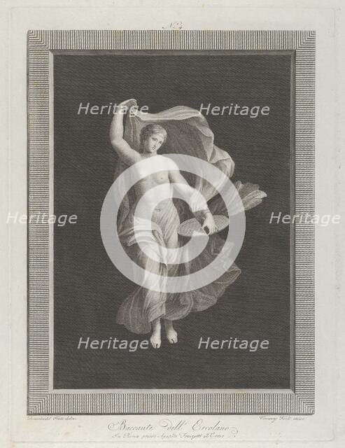 A partly nude bacchante holding a disk in her left hand and raising her garments ..., ca. 1795-1820. Creators: Vicenzo Feoli, Domenico del Frate.