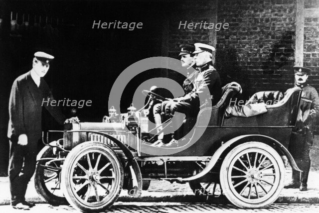 Charles Rolls at the wheel of a 1904 Royce car, c1904. Artist: Unknown