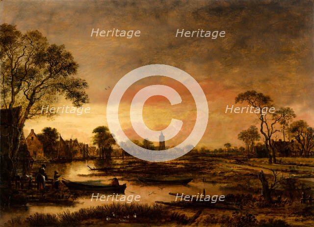 River Landscape, c1630-1670. Creator: Aert van der Neer.