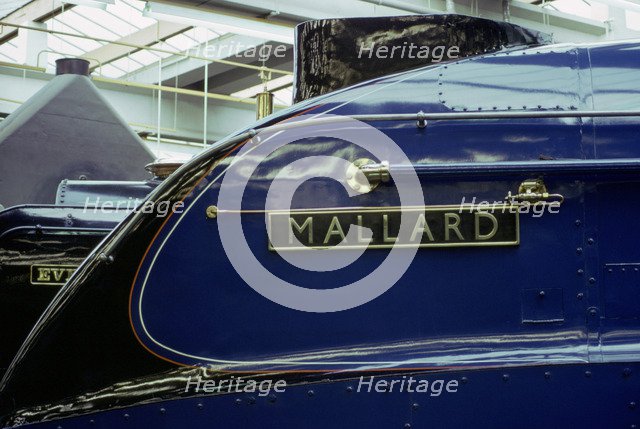 Nameplate of 'Mallard', British steam locomotive, National Railway Museum, York, North Yorkshire. Artist: Tony Evans