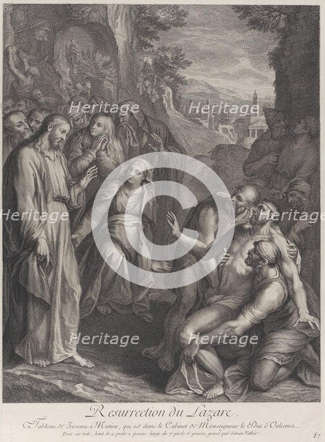 The Raising of Lazarus, with Christ standing at left, ca. 1729. Creator: Simon Vallee.