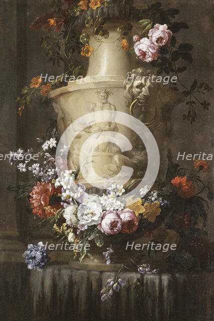 Marble Vase with Garland of Flowers. Creator: Jean-Baptisite Monnoyer.