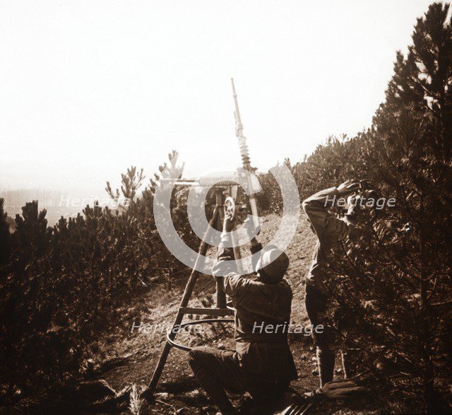 Anti-aircraft machine gun, Alace, France, c1914-c1918. Artist: Unknown.