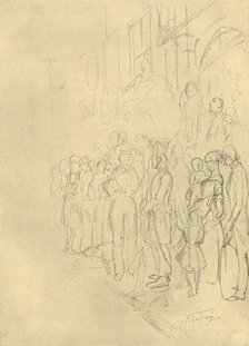 'In Erwartung der Prozession', mid-late 19th century, (c1924). Creator: Carl Spitzweg.
