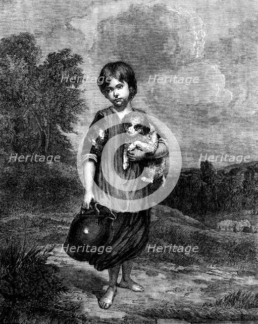 The International Exhibition: "A Girl with a Pitcher", by T. Gainsborough, 1862. Creator: E. Skill.