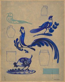 Bird Decorations on Jug, 1935/1942. Creator: Charles Caseau.