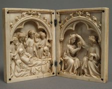 Diptych with the Death and Coronation of the Virgin, French, ca. 1330-50. Creator: Unknown.