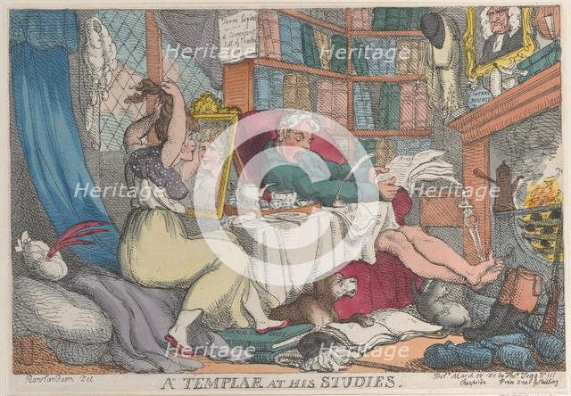 A Templar at His Studies, March 20, 1811., March 20, 1811. Creator: Thomas Rowlandson.