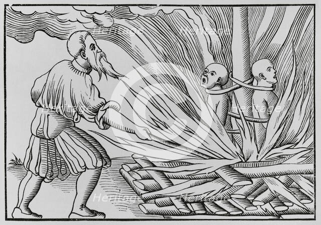 Torture by fire, 1552, (1878).  Creator: Unknown.