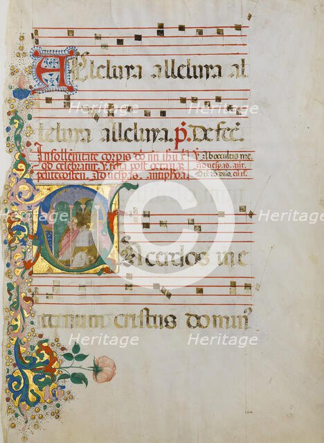 Manuscript Leaf with the Celebration of a Mass in an Initial S..., second half 15th century. Creator: Master of the Riccardiana Lactantius.
