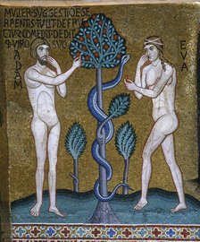 Adam und Eva. The Fall, 1140-1170 . Creator: Byzantine Master.