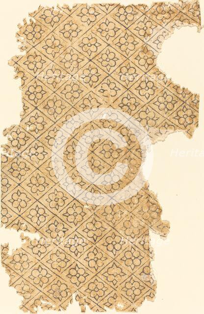 Sheet with Flower and Diamond Pattern. Creator: Unknown.