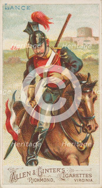 Lance, from the Arms of All Nations series (N3) for Allen & Ginter Cigarettes Brands, 1887. Creator: Allen & Ginter.