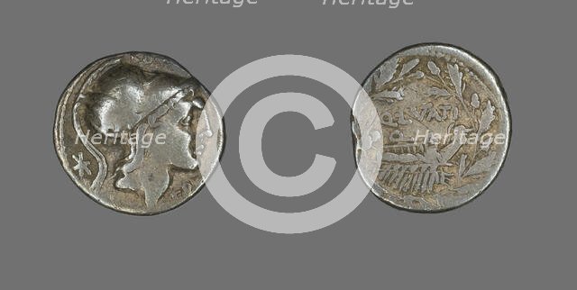 Denarius (Coin) Depicting the Goddess Roma, 109-108 BCE. Creator: Unknown.