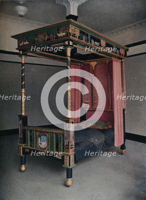'Bedstead decorated by Jessie Bayes', c1913. Artist: Unknown.