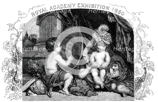 Royal Academy Exhibition - "The Infant Academy", Sir Joshua Reynolds, 1850. Creator: Unknown.