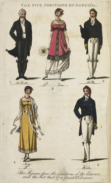 The five positions of dancing, 1811. Creator: John Berryman.