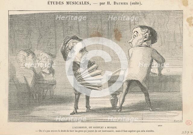 L'accordéon, dit soufflet a musique, 19th century. Creator: Honore Daumier.