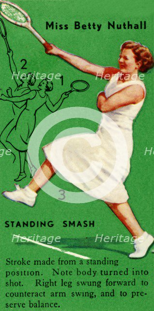 'Miss Betty Nuthall - Standing Smash', c1935. Creator: Unknown.