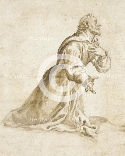 Kneeling Monk, 17th century. Creator: Unknown.