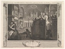 The Industrious 'Prentice Performing the Duty of a Christian (Industry and I..., September 30, 1747. Creator: William Hogarth.