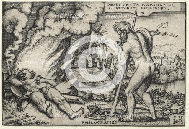 The Labors of Hercules: Hercules on his Pyre, 1548. Creator: Hans Sebald Beham (German, 1500-1550).
