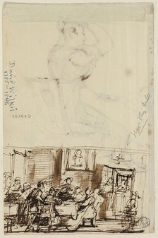 People at a Table (recto), and Study for Cottage Toilet (verso), c.1825. Creator: David Wilkie.