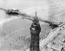 Blackpool Tower and Pier, Blackpool, Lancashire, 1920. Artist: Aerofilms.