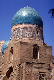 Domes of Mausoleum, Shah-i-Zinda Complex, Samarkand, 14th-15th century, (c20th century) Artists: CM Dixon, Unknown.