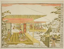Act IX (Kudanme), from the series "Perspective Pictures of the Storehouse of Loyal..., c. 1791/94. Creator: Kitao Masayoshi.