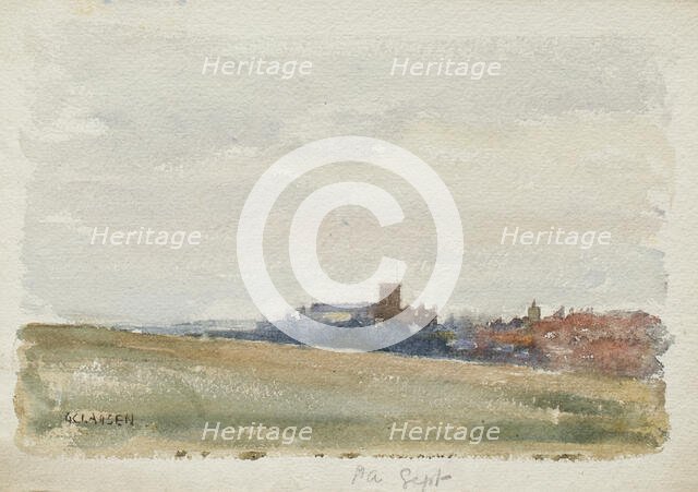 St Albans, September' (view towards the town and Cathedral), early-mid 1880s. Creator: George Clausen.