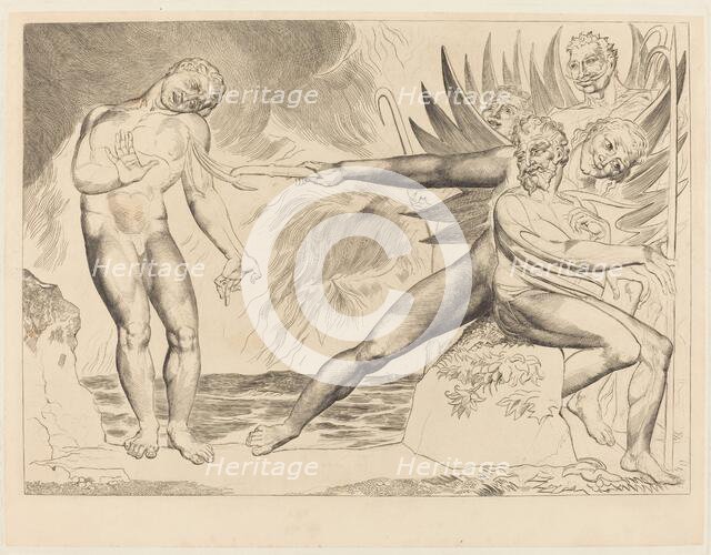 The Circle of the Corrupt Officials; the Devils Tormenting Ciampolo, 1827. Creator: William Blake.