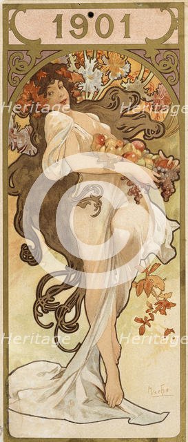 Calendar for the year 1901, c1900.  Artist: Alphonse Mucha