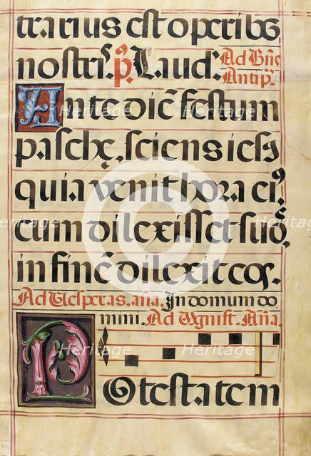 Leaf from a Gradual with the Initials 'A' and 'P', 16th century. Creator: Unknown.