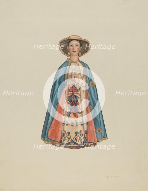 Wooden Santa, c. 1940. Creator: Syrena Swanson.