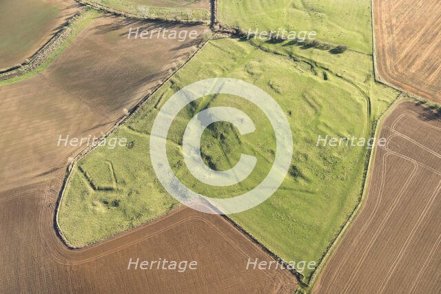 Deserted medieval village of Whatborough showing as earthworks, near Halstead, Leicestershire, 2020. Creator: Damian Grady.