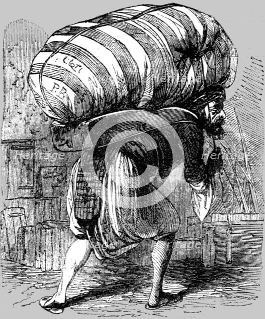 'Porter Carrying a Load; Industrious Classes in Constantinople', 1854. Creator: Unknown.
