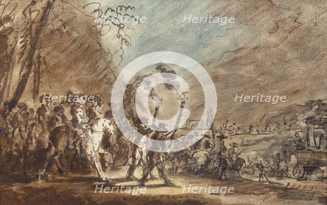 Cavalry and torches, 1700-1799. Creator: Unknown.