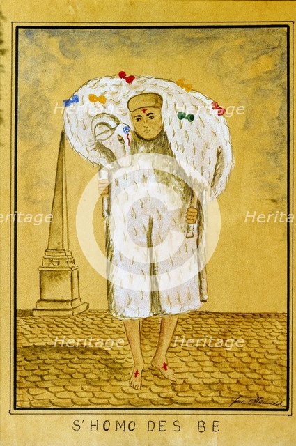 S'Homo des be' colored engraving, character of the feasts of St. John in Ciutadella, plays a key …