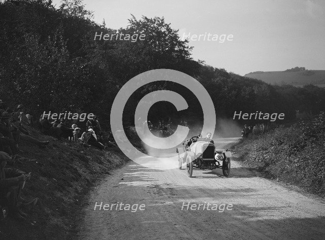 McKenzie of WF Knight competing in a JCC hillclimb, South Harting, Sussex, 1922. Artist: Bill Brunell.