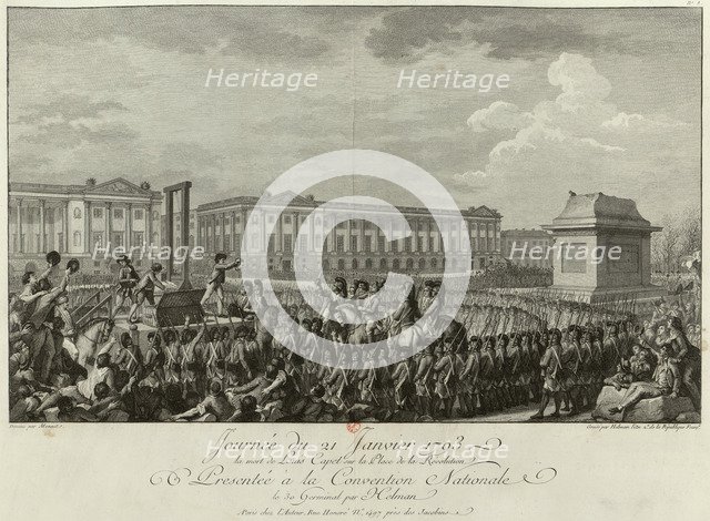 The Execution of Louis XVI in the Place de la Revolution on 21 January 1793, 1794. Artist: Helman, Isidore Stanislas (1743-1806/9)