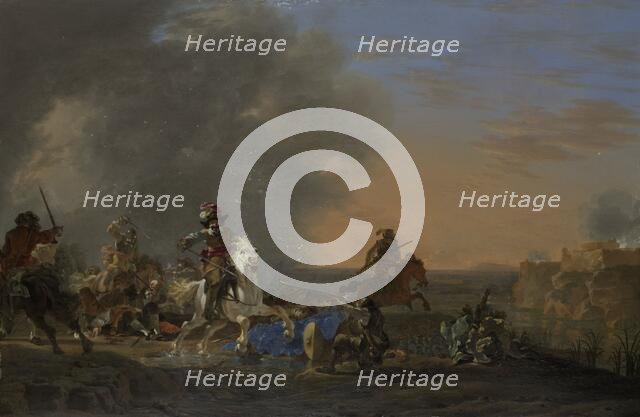 Cavalry Attack at Sunset, 1646. Creator: Jan Asselijin.