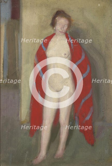 Nude in a Red Shawl, 1910. Creator: Wojciech Weiss.