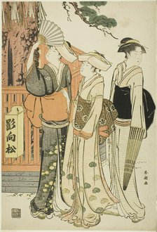 Three Women at the Base of a Sacred Pine Tree, c. 1790. Creator: Katsukawa Shuncho.