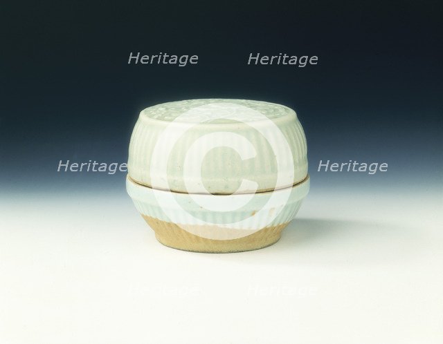 Qingbai box with moulded peonies, Yuan dynasty, China, 1279-1368. Artist: Unknown