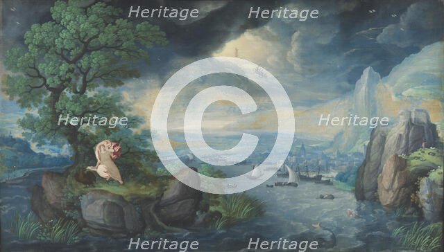 Imaginary Landscape with St. John on Patmos, c1554-1593. Creator: Hans Bol.