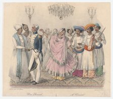 Une Nautch; from Twenty four Plates Illustrative of Hindoo and European Manners in Bengal,..., 1832. Creators: Alexandre-Marie Colin, Jean Jacques Belnos.