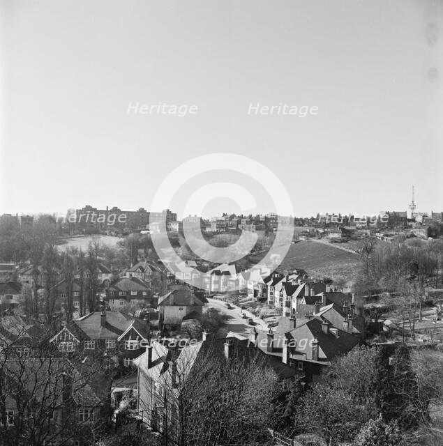 View south from the roof of Southwood Heights over Cholmeley Crescent, , Highgate, probably 1970s.   Creator: John Gay.