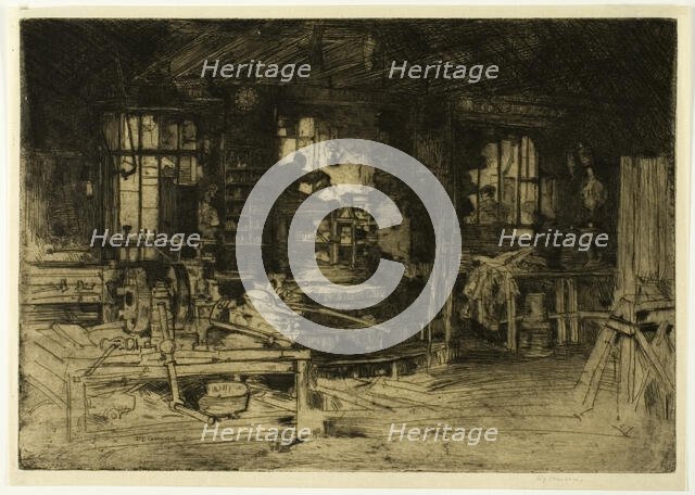 The Workshop, 1905. Creator: David Young Cameron.